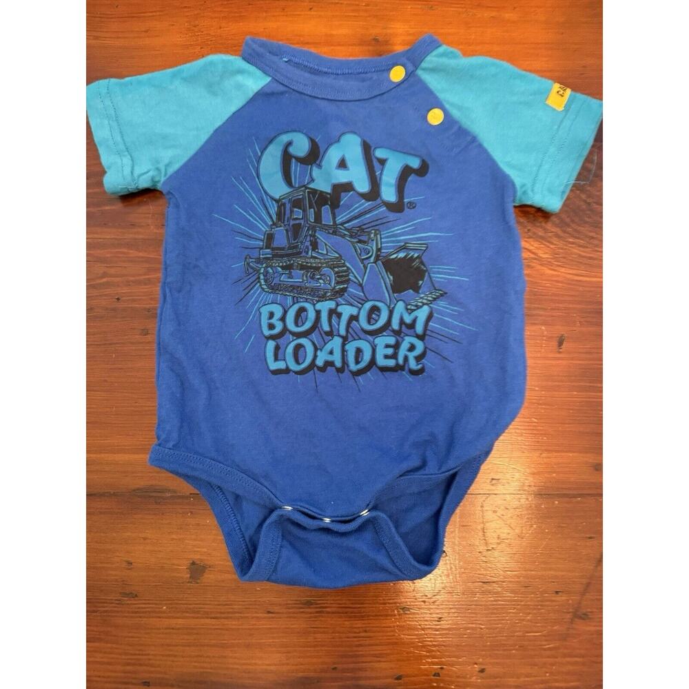 Caterpillar CAT Equipment Infant Blue Short Sleeve Bodysuit Size 9 Months